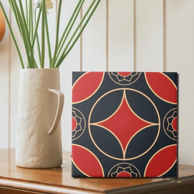 Art Deco Stern in Rot und Schwarz Fliese (Von Creator hochgeladen)