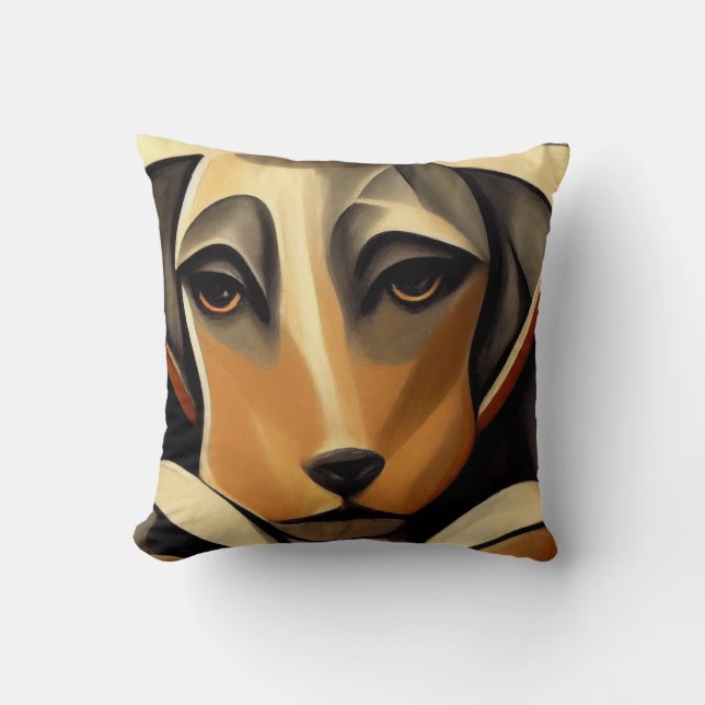 Art-Deco-Stil des trauten Hundes Kissen (Vorderseite)