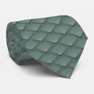 Art Deco-Stil-Muster in der Farbe Blautürkis Krawatte