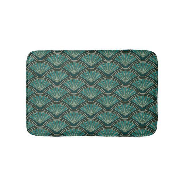 Art Deco-Stil-Muster in tealgrüner Farbe Badematte (Vorderseite)