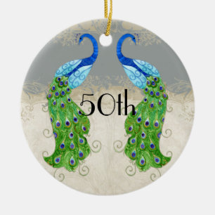 Art Deco Stil Pfau Grau Vintage Spitze Keramikornament