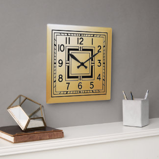 Art Deco Stil quadratische Uhr in Gold.