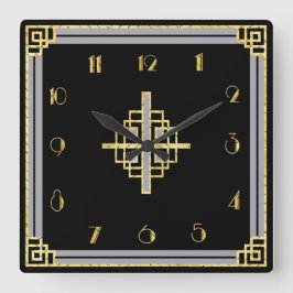 Art-Deco-Stil Quadratische Wanduhr