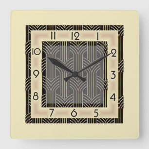 Art-Déco-Stil Quadratische Wanduhr