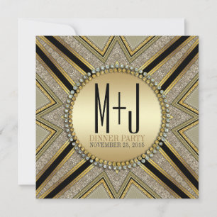 Art Deco Stil Taupe Gold Abendgesellschaft Einladu Einladung
