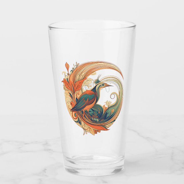 Art-Déco-Stil Vogel des Paradise Design Glas (Vorderseite)
