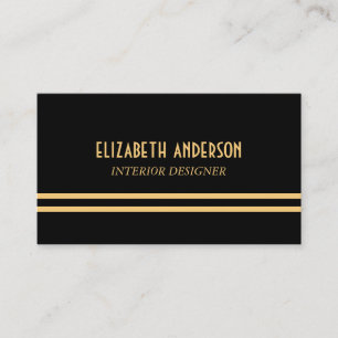 Art Deco Stillinien - Gold und Schwarz Visitenkarte