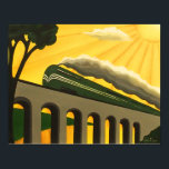 Art Deco Stilvoll Vintages inspiriertes Zugplakat Poster<br><div class="desc">Ein Deko aus den 1930er Jahren,  inspiriert Art Deko Krönung,  trainiert einen Teil der Art Deko Reiseplakate,  die zum Verkauf angeboten werden. Vintage Retro-inspirierte Wandkunst,  handgemalt in Acryl und von Emma-Kindern entworfen unter EJLoriginalart.co.uk</div>