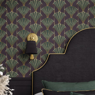 Art Deco Stilvolles Grün und Gold  Tapete