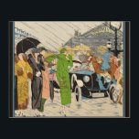 Art Deco Street Szene Holzdruck<br><div class="desc">Art Deko Straßenszene mit Art Deko Frauenmode.</div>