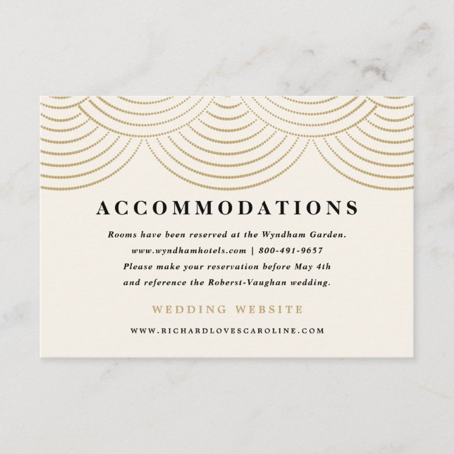 Art Deco String Lights Enclosure Cards Ivory Gold Begleitkarte (Vorderseite)