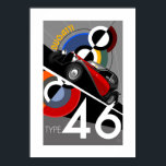 Art Deco Style Buggatti Car Poster<br><div class="desc">(Ja,  ich weiß,  dass Buggatti falsch geschrieben ist!!) Dies ist ein Deko-Art-46-Autopposter mit Robert Delaunay-Stil Hintergrund.Das ist ein tolles Produkt für jeden Besitzer dieser einzigartigen Luxusautos.</div>