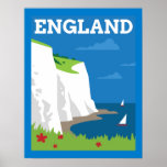 Art Deco Style England Poster<br><div class="desc">Dieses Kunstwerk zeigt ein einfaches Art-Déco-Poster mit den weißen Klippen von Dover in England.</div>