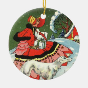 Art Déco Style Girl Christmas Art Ornement
