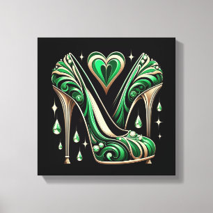 Art Deco Style Green Stilettos Leinwanddruck