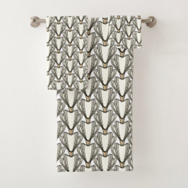 Art Deco Style Sepia-Blume Badhandtuch Set