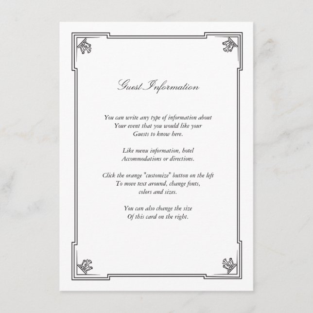 Art Deco Style Wedding Card Begleitkarte (Vorderseite)
