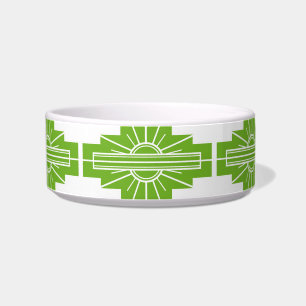 Art Deco Sunburgh Muster in Weiß und Limon Bowl Napf