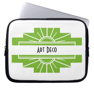 Art Deco Sunburgh Muster in Weiß und Limon Laptop Laptopschutzhülle