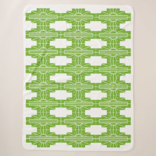 Art Deco Sunburgh Muster in Weiß und Limon Sherpa Sherpadecke