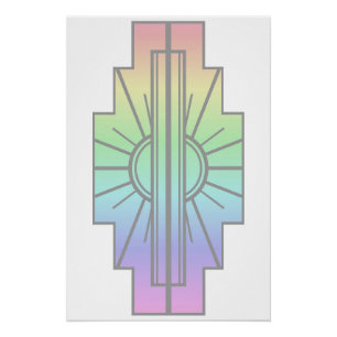 Art Deco Sunburst Muster in Pastellen Poster