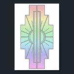Art Deco Sunburst Muster in Pastellen Poster<br><div class="desc">Basierend auf den klassischen Deko-Formen wurde dieses Sonnenburstmuster in wunderschönen weichen Pastellfarben nachgebaut</div>