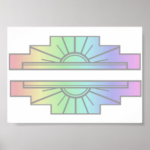 Art Deco Sunburst Muster in Pastellen Poster