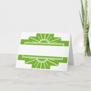 Art Deco Sunburst Muster in Weiß und Limon Karte