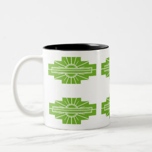 Art Deco Sunburst Muster in Weiß und Limon Zweifarbige Tasse