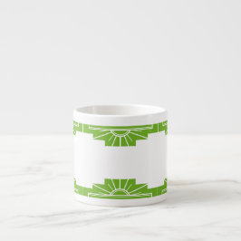 Art Deco Sunburst Muster in Weiß und Limone Espres Espressotasse