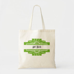 Art Deco Sunburst Muster in Weiß und Limone Tasche