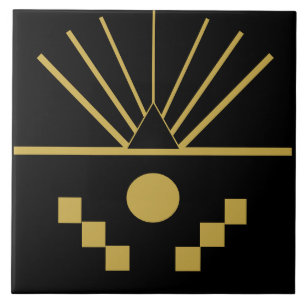 Art Deco Sunrise in Relief Tile Fliese