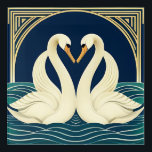 Art Deco Swans Akropolis Kunst<br><div class="desc">Ideal für den Art Deco Swan Liebhaber!</div>