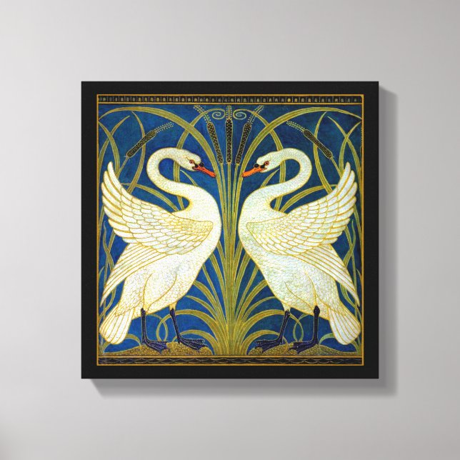 Art Deco Swans Leinwanddruck (Vorderseite)