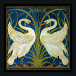 Art Deco Swans Poster<br><div class="desc">Ein Paar Deko schwingt in den Schilf und Wasser.</div>