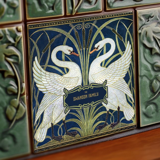 Art Deco Swans Wand Deco Kunst, Dichtung und Musik Fliese (Von Creator hochgeladen)
