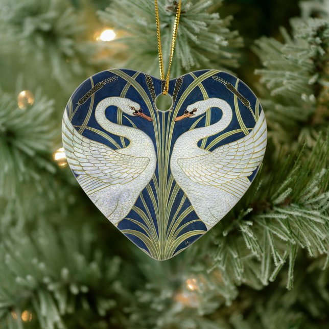 Art Deco Swans Wand Deco Kunst, Dichtung und Musik Keramik Ornament (Baum)