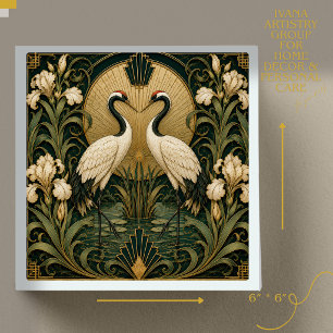 ART DECO SYMMETRISCHE ROTE KRONENKRANE AUS KERAMIK FLIESE