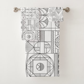 Art Deco Symmetry Line Art Muster Badhandtuch Set