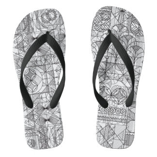Art Deco Symmetry Line Art Muster Flip Flops