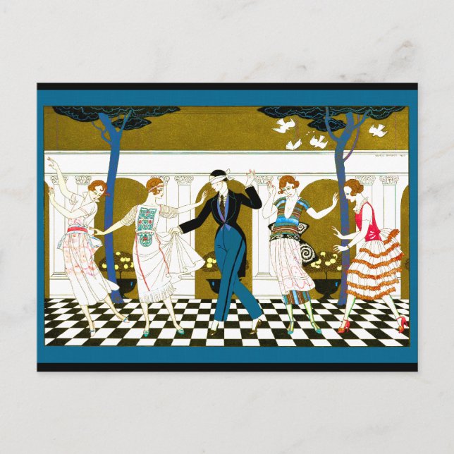 Art Deco Tanz Postkarte (Vorderseite)
