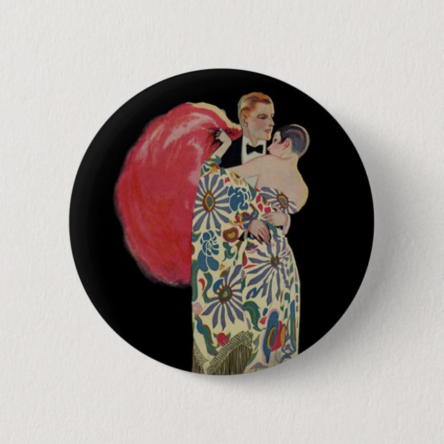 Art Deco Tanzen, Vintage Liebe und Romantik Button (Vorderseite)