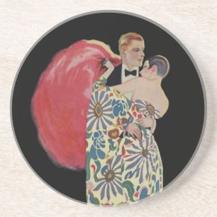 Art Deco Tanzen, Vintage Liebe und Romantik Sandstein Untersetzer