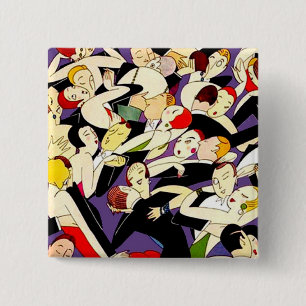 Art Deco Tanzende Paare Muster   1920er Jahre Jazz Button