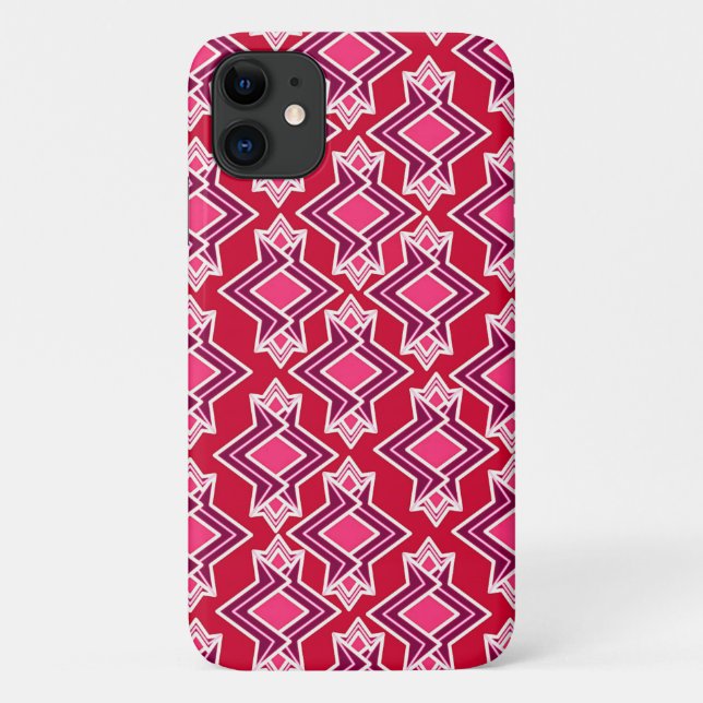 Art Deco Tapete Muster, Burgunder Wein Case-Mate iPhone Hülle (Rückseite)