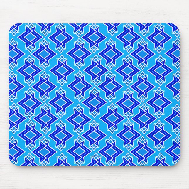 Art Deco Tapete Muster, Cerulean Blue Mousepad (Vorne)
