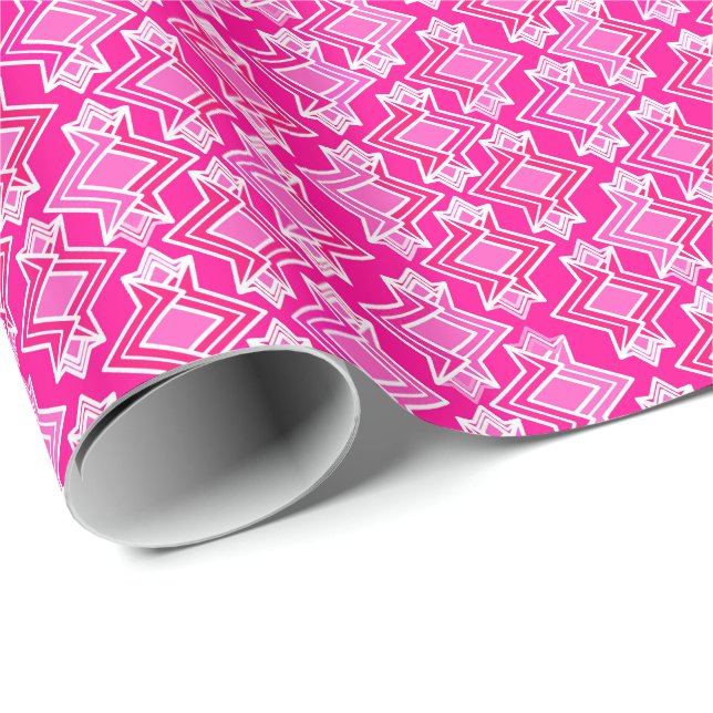Art Deco Tapete Muster, Fuchsia Pink Geschenkpapier (Rolleneckpunkt)