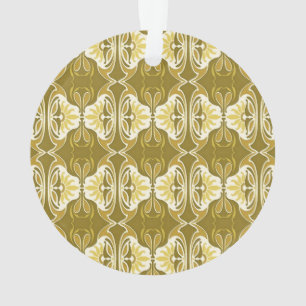 Art Deco Tapete Muster - Gold und Weiß Ornament