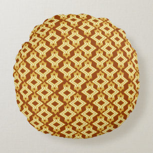 Art Deco Tapete Muster, Golden Brown Rundes Kissen