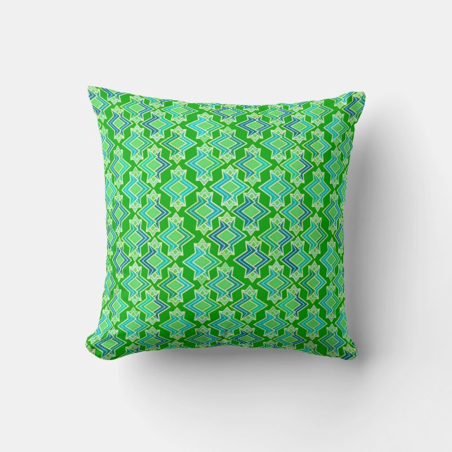 Art Deco Tapete Muster, Jade Green Kissen (Vorderseite)